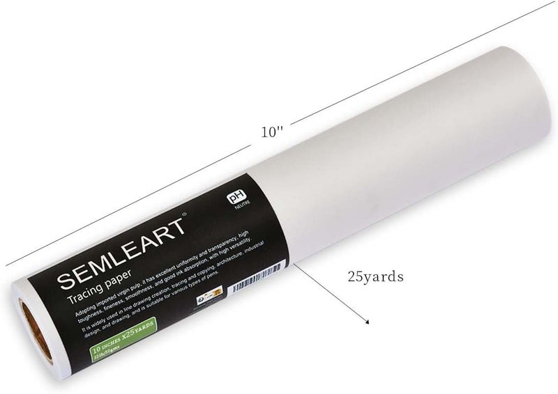 SEMLEART Trace Paper roll 10inchs x 25 Yard,32lb/50gsm,Translucent White tracing Paper for Drawing, Sketching，Sewing Pattern Gift Wrapping,Dressmaking - Sketch & Drafting Paper roll - Image 2